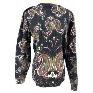 Magnolia Lambswool Angora Paisley Pullover Sweater Beaded Embellishments Size L